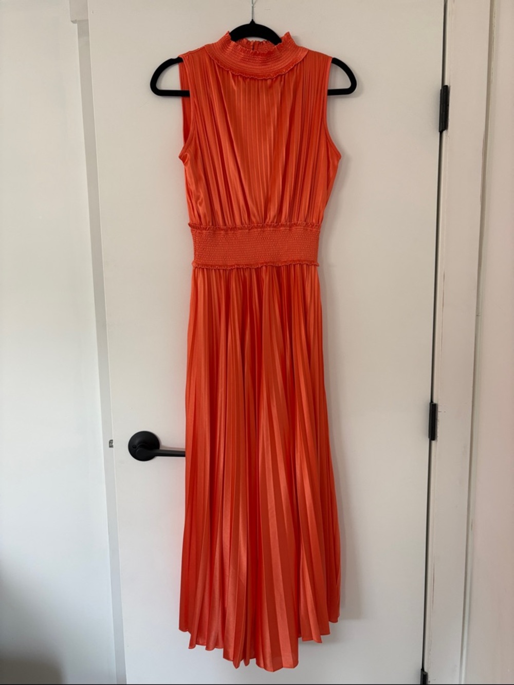 Nanette Lepore Sleeveless Pleated Midi Dress in Bright Orange